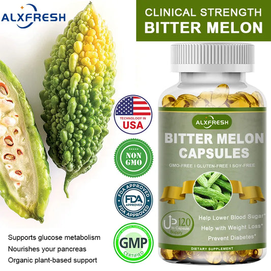 Alxfresh Bitter Melon 2500mg Blood Sugar Weight Management, Digestive Function Immune System Health Support Nutrition Supplement